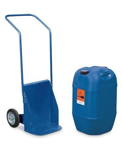 DENIOS Ballonkarre BK-60, blau lackiert, Vollgummi-Bereifung, für Gebinde bis 60 Liter, elektrisch leitfähig, 181316