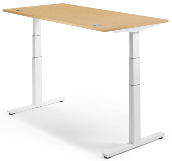 Deskin Sitz-/ Stehschreibtisch MULTI M pro, Buchedekor, B 1800 x T 800 x H 650 - 1250 mm, 288592