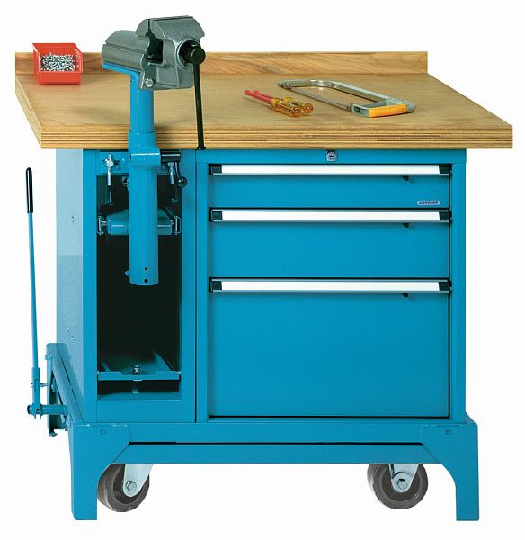 LOKOMA Montagewerkbank FMW 100/3 ohne Kabelaufroller, Korpus signalblau / Front signalblau, 00.05.9068_5005:5005