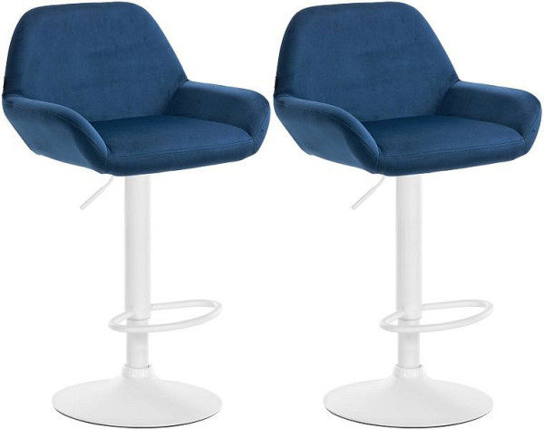CLP Barhocker Braga Samt weiß, blau, VE: 2 Stück, 323661