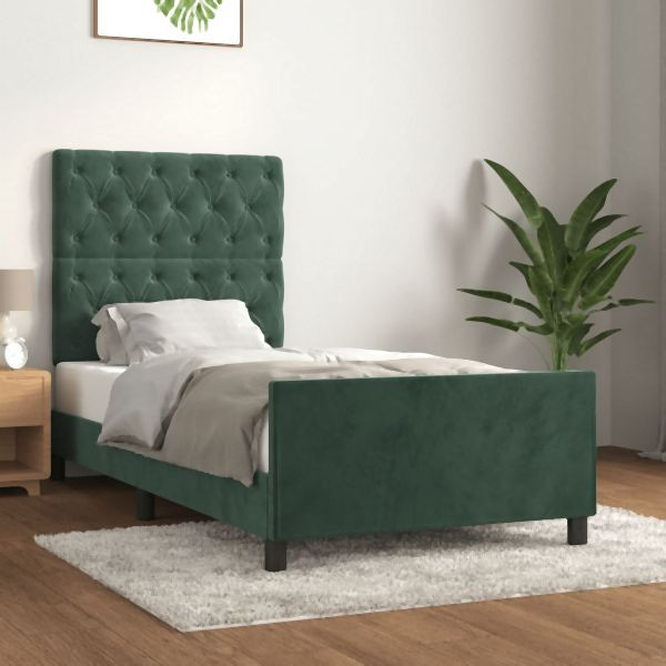 vidaXL Bettgestell ohne Matratze Dunkelgrün 80x200 cm Samt, 3125907