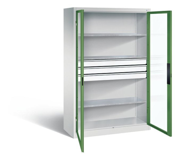 C+P Werkzeugschrank Acurado, H1950xB1200xT500mm, Farbe: Lichtgrau / Resedagrün, Muldengriff, 8931-5530 S10088