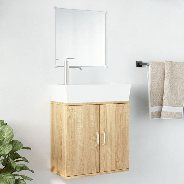 vidaXL 2-teilig Badmöbel-Set Eichen-Optik Holzwerkstoff, 242560
