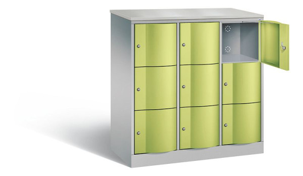 C+P Schließfachschrank Resisto, H1255xB1148xT540mm, Farbe: Weißaluminium / Viridingrün, 8573-372 S10717