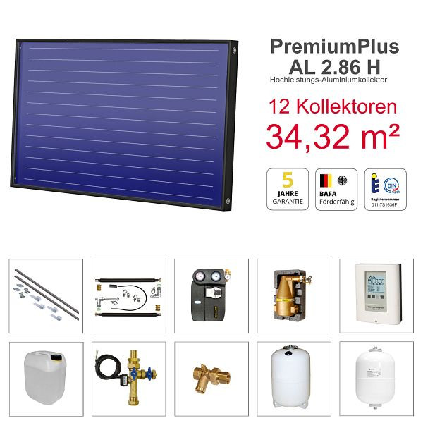 Solarbayer PlusAL Solarpaket H12 Biber, Gesamtfläche Brutto: 34,32 m² horizontal, 410812110