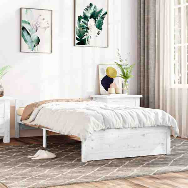 vidaXL Massivholzbett Weiß 90x190 cm, 815010, 8720286999554
