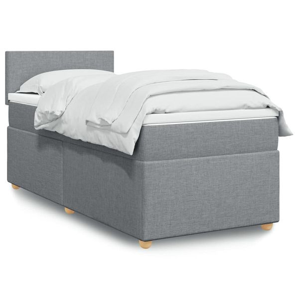 vidaXL Boxspringbett mit Matratze Hellgrau 90x200 cm Stoff, 3286556