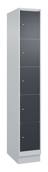 C+P Schließfachschrank Classic PLUS, Sockel, 1950x300x500mm, 7035/7016, mit 5 Fächern, 080020-105 S10008