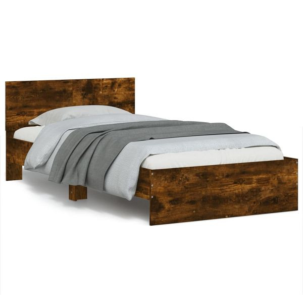 vidaXL Bettgestell mit Kopfteil Räuchereiche 100x200 cm Holzwerkstoff, 838621