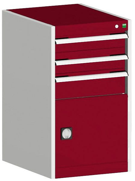 bott cubio Schubladenschrank bestückt mit 3 Schubladen, Tür BxTxH: 525 x 650 x 900 mm, RAL 7035/3004, 40018043.24V