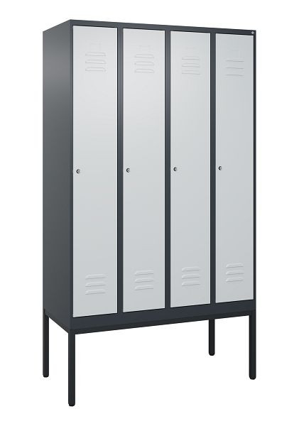 C+P Umkleidespind Classic PLUS, Gestell, 4 Abteile, 2120x1200x500mm, 7016/7035, Zylinderschlösser, 0800307-40 S10028