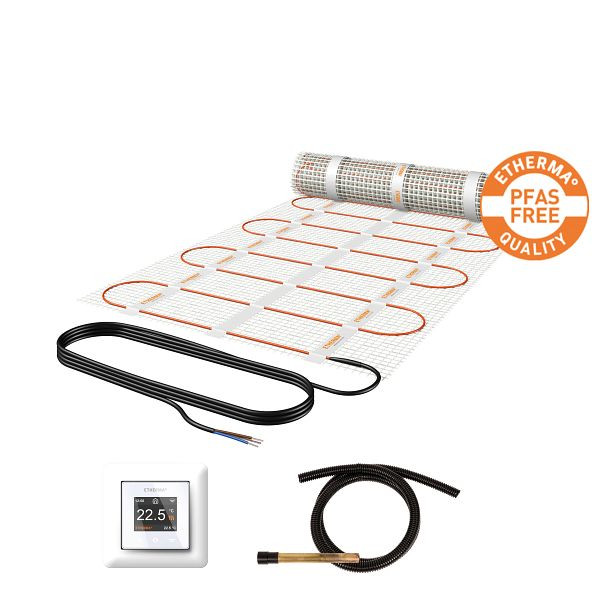 Etherma Netzheizmattenset, 2,5m², 50x500cm, PFAS frei, inkl. eTOUCH PRO, 375W, 230V, 46168