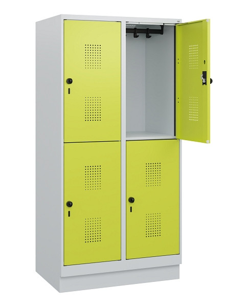 C+P Doppelstöckiger Spind Evolo PLUS, Sockel, 4 Fächer, 1630x800x500mm, 7035/002, Drehriegel, 0493205-22 S10015