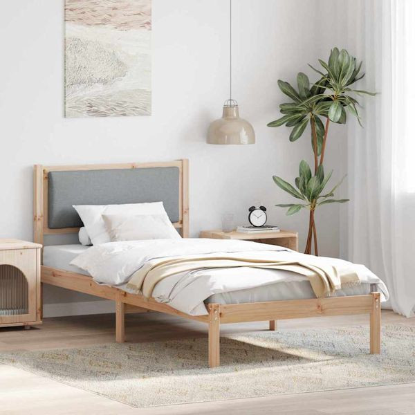 vidaXL Bettrahmen Hellgrau 100 x 200 cm Massives Kiefernholz, 878139