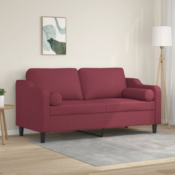 vidaXL 2-Sitzer-Sofa mit Zierkissen Weinrot 140 cm Stoff, 3200851