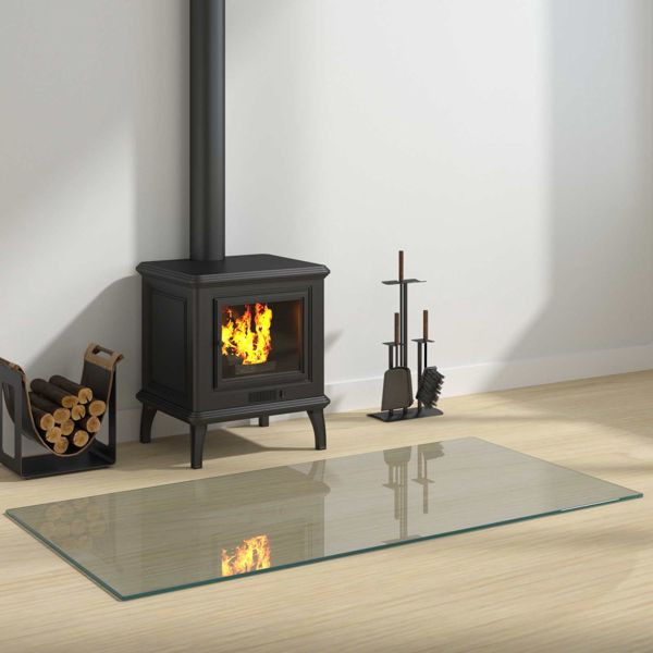 vidaXL Feuerstelle Glasplatte Transparent 120 x 60 cm Glas, 353855