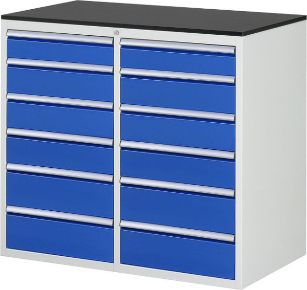 RAU Schubladenschrank 7000, B1145xT650xH1030mm, li: H120, 3x150, 2x180mm, re: H120, 3x150, 2x180mm, Arbeitsplatte melaminharzbeschichtet, 03-LL7.6.6A-M.11