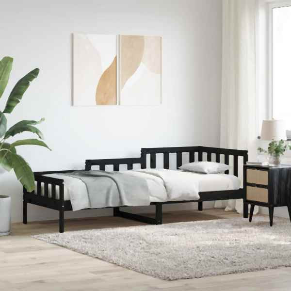 vidaXL Tagesbett Schwarz 80x200 cm Massivholz Kiefer, 840369