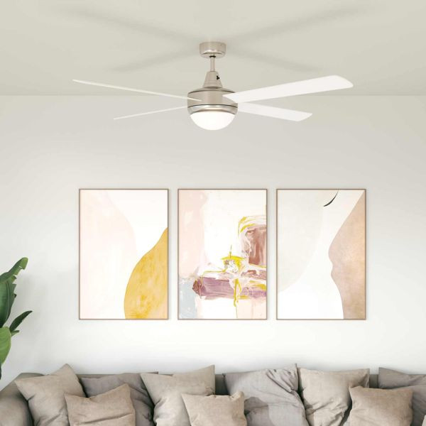 vidaXL Deckenventilator mit Licht und Fernbedienung Ø 130 cm Weiß, 42035647
