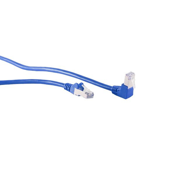 S-Conn Patchkabel, cat 6, S/FTP, PIMF, Winkel-gerade, blau, 1,0m, 08-64021