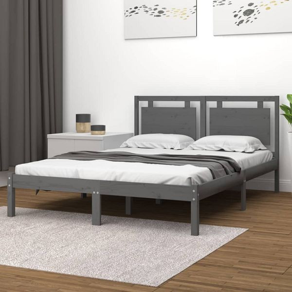 vidaXL Massivholzbett Grau 200x200 cm, 3105557, 8720287042990