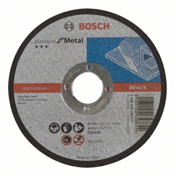 Bosch Trennscheibe gerade Standard for Metal A 30 S BF, 115 mm, 2,5 mm, VE: 25 Stück, 2608603164
