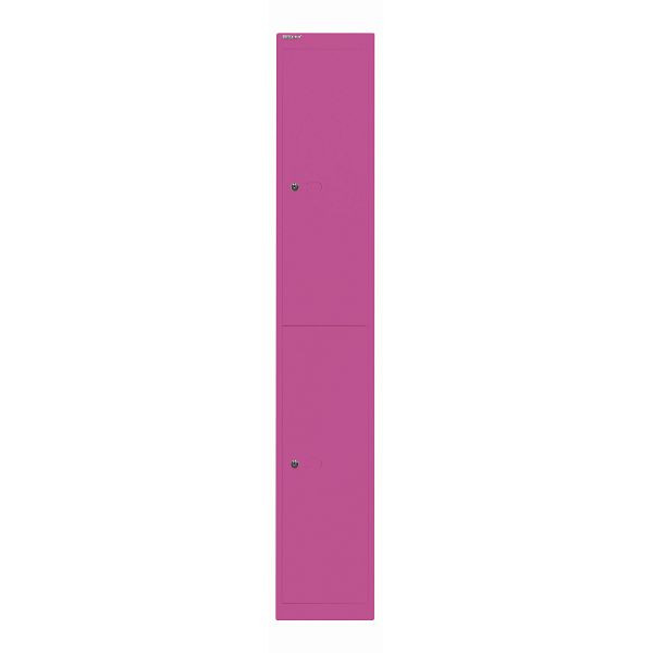 Bisley Garderobenschrank Office, 2 Fächer mit je 1 Kleiderhaken, Tiefe 305 mm, 681 fuchsia, CLK122681