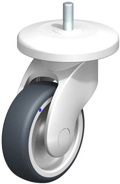Blickle LWKX-TPA 101G-11-AMWX100 Kunststoff-Lenkrolle WAVE, rostfrei, mit Abweisrad, Thermoplastisches Gummi-Elastomer, Grau, 845566