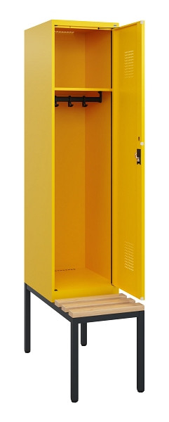 C+P Spind Evolo PLUS, 1 Abteil, 1950x400x815mm, 1023/1023, Zylinderschloss, Sitzfläche Holz, Sitzbank, 0490505-12 S10049