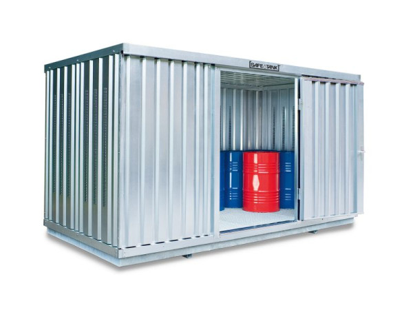 SÄBU SAFE Tank 1350 (Außenaufstellung), verzinkt, montiert, nicht isoliert, PLG, 4.050 x 2.170 x 2.300 mm, Einflügeltür auf der 4 m Seite, F219680101