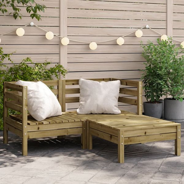 vidaXL Gartensofa 2-Sitzer mit Hocker Kiefernholz Imprägniert, 838025
