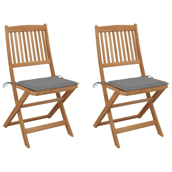 vidaXL Klappbare Gartenstühle 2 Stk. mit Kissen Massivholz Akazie, 3064645