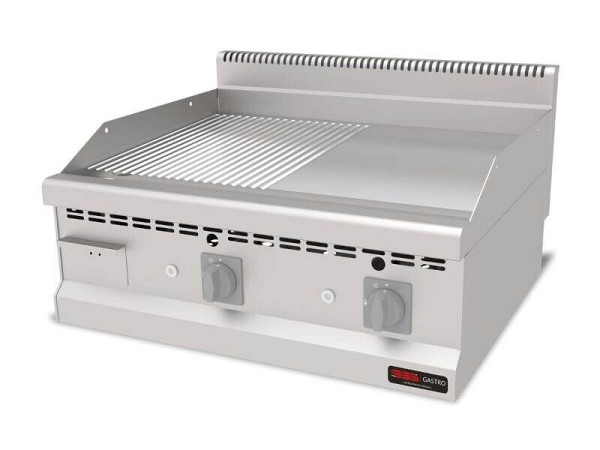 SGS Gastro Gas Bratplatte Hardchrome, Glatt+Gerillt, 12.6 kW, Premium Serie 700, AGI870NDCR
