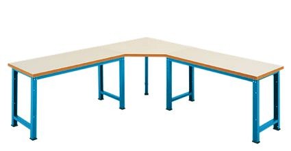 Manuflex Fünfeck-Verkettungselement PROFI mit Kunststoffplatte, für Tischtiefe = 700 mm, Lichtblau, WP1419.5012