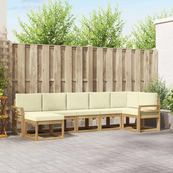 vidaXL Outdoor-Sofagarnitur mit Kissen 7-teilig Weiß und Creme Polyester, 3387944