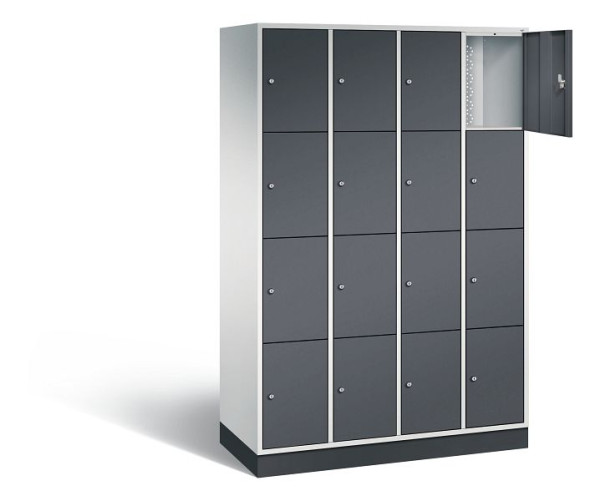 C+P Schließfachschrank Intro, H1950xB1220xT490mm, Farbe: Lichtgrau / Schwarzgrau, 8470-401 S10129