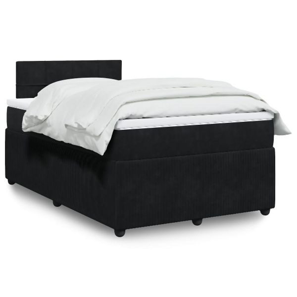 vidaXL Boxspringbett mit Matratze Schwarz 120x190 cm Samt, 3289988