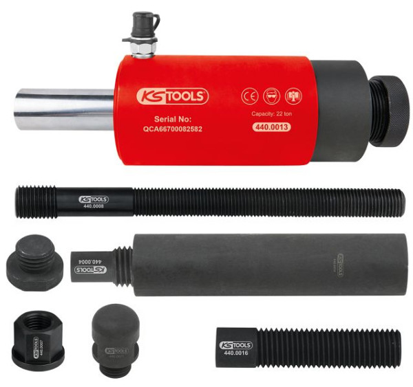 KS Tools Druck- und Zug-Hydraulikzylinder-Satz, 22t, 10-teilig, 440.0010