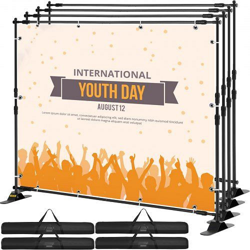 VEVOR 8' Display-Hintergrund Bannerständer verstellbar Teleskopisch Leichtgewicht Aussteller, VE: 4 Stück, 4XDM-ABSZSJ000001V0
