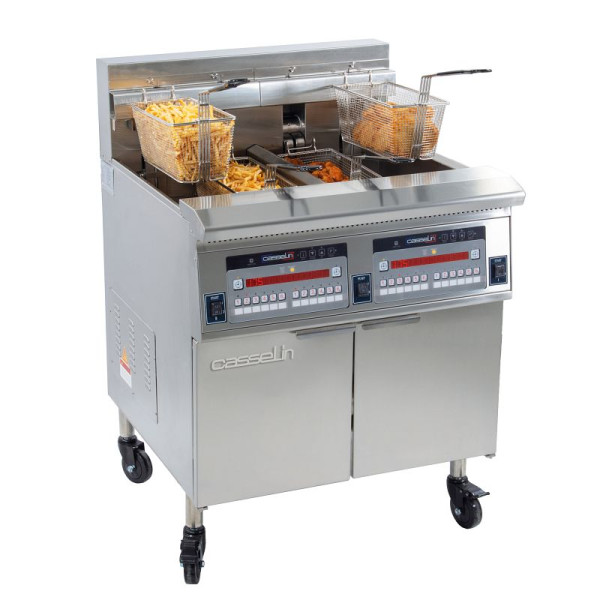 Casselin Elektrische Friteuse mit Filterung 2 x 22 Liter 17+17kW, CFPF222