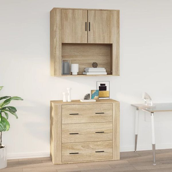 vidaXL Wandschrank Sonoma-Eiche 80x33x80 cm Holzwerkstoff, 816587
