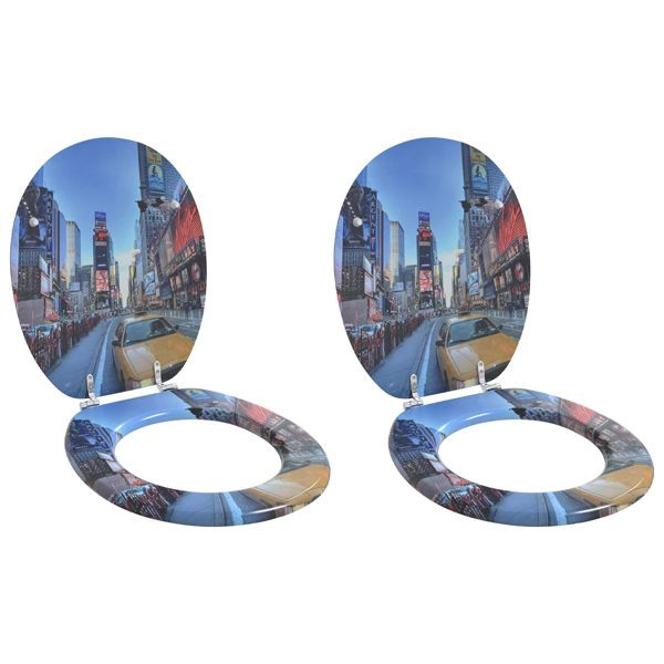 vidaXL Toilettensitz 2-teilig Grau 44 x 38 cm MDF-Platte, 3414549