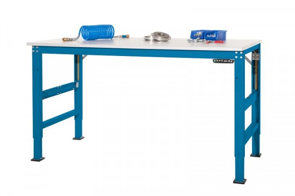 Manuflex Arbeitsgrundtisch UNIVERSAL Ergo E Memory mit Melaminplatte, BxTxH = 1000 x 800 x 722-1002 mm, Brillantblau, AU9511.5007