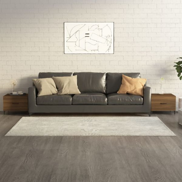 vidaXL Couchtische Metallbeine 2 Stk. Braun Eichen-Optik 50x50x40 cm, 817542