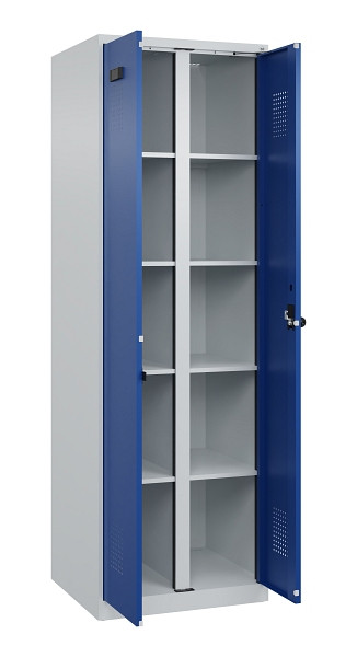 C+P Wäsche-Spind Evolo PLUS, 2 Abteile, 1850x600x500mm, 7035/5010, Verschluss Drehriegel, 049002-20B S10006