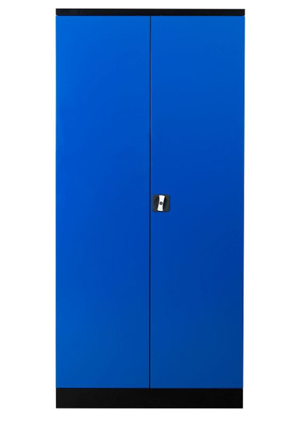 Gürkan Flügeltürenschrank, 42 x 92 x 195 cm, Schwarz, Enzianblau, Fachboden Stück 4, FLC.19/N, 110030