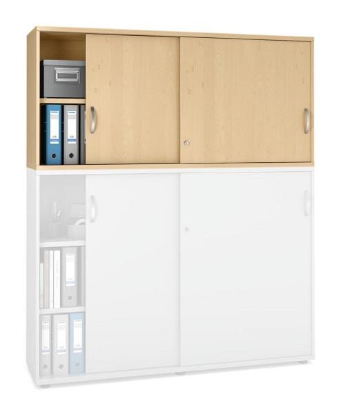 Deskin Schiebetüren-Aufsatzschrank MULTI M pro, Dekor: Buchedekor, BxHxT: 1600 x 750 x 420 mm, 272604