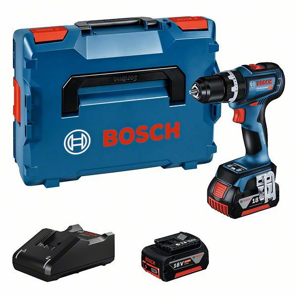 Bosch Akku-Schlagbohrschrauber GSB 18V-90 C, 2 Akku GBA 18V 5.0Ah, Ladegerät und L-BOXX, 06019K6106