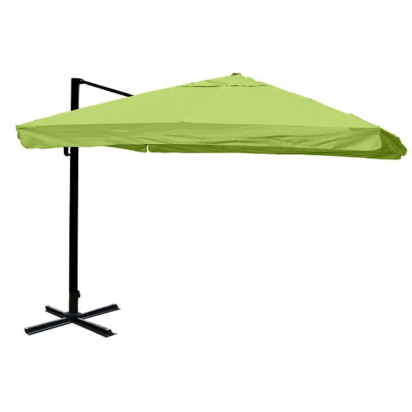 Mendler Gastronomie-Ampelschirm HWC-A96, Sonnenschirm, 3x3m (Ø4,24m) Polyester/Alu 23kg, Flap, grün ohne Ständer, drehbar, 138982+122472