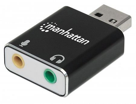 MANHATTAN Hi-Speed USB 2.0 Stereo Sound-Adapter, USB Typ A-Stecker auf Audio- und Mikrofonbuchse, 3,5 mm Klinke, 152754